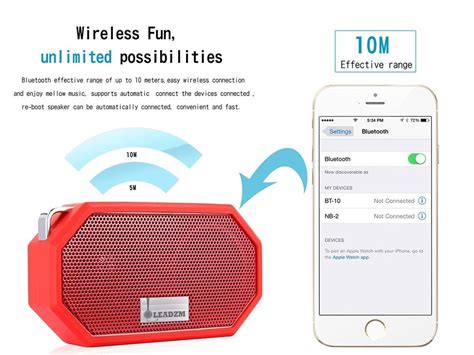 Leadzm Bluetooth Speaker Waterproof Ip65 Hi Fi Sound Mini Portable