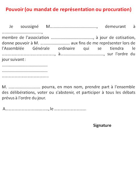 Sample Cover Letter Exemple De Lettre De Procuration De Vote