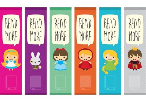 Four Bookmarks With Cartoon Characters And The Words Read More Read