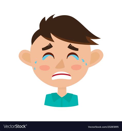 Little Boy Crying Face Expression Cartoon Vector Image