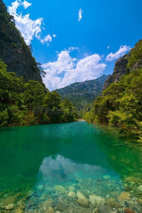 Emerald Colored Lake In The Forest In A Canyon Stock Photo Image Of