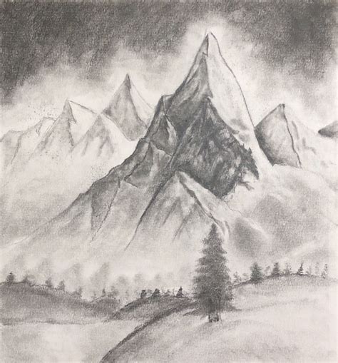 Easy Pencil Drawing Mountain Landscape Pic Voice