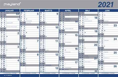 Das jahr 2021 hat 52 kalenderwochen. DOBBELT HALVÅRSKALENDER FSC MIX 2021 MAYLAND | Mayland ...