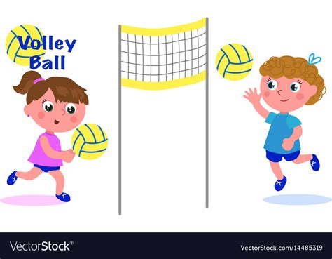 Young Girls Playing Volleyball Royalty Free Vector Image