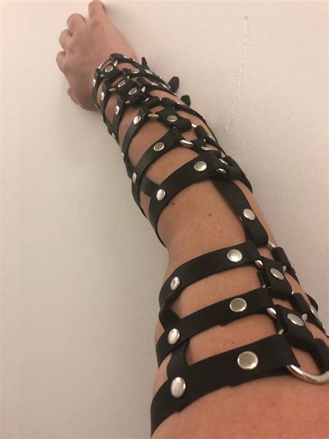 Black Mad Max Leather Arm Cage Harness Punk Bracelet Wide Etsy