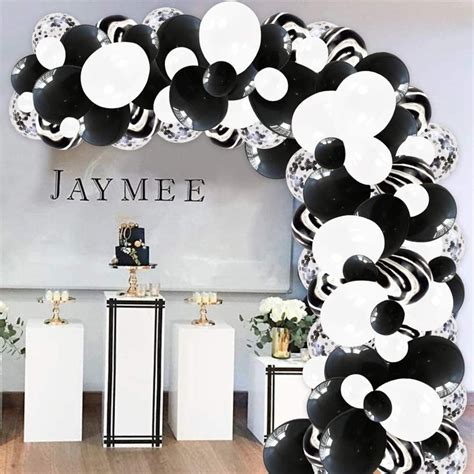 120 Pieces White And Black Balloon Arch Garland Kit For Etsy