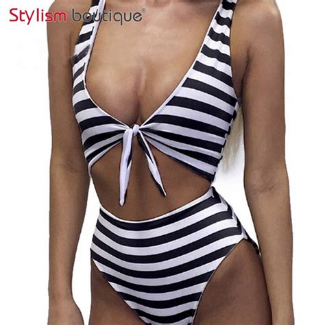 Buy 2018 New Striped One Piece Swimwear Women Swimsuit Sexy Padded Beachwear