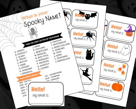 Spooky Halloween Name Game Halloween Name Tags Spooky Halloween Game
