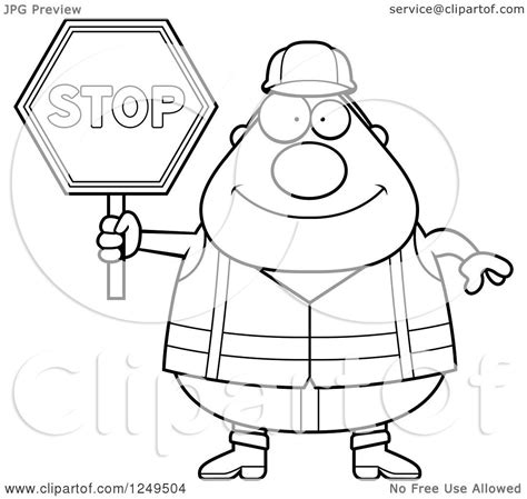 Clipart Of A Black And White Happy Chubby Road