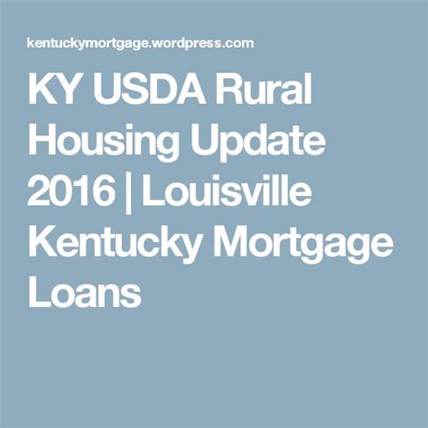 Ky Usda Rural Housing Update 2016 Mortgage Loans Usda Jumbo Mortgage
