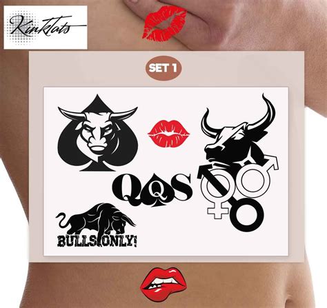 4 Hotwife Qos Bull Temporäre Tattoos Stellvertretend Für Etsyde