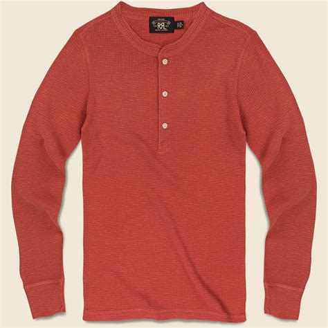 Waffle Knit Henley Trading Post Red