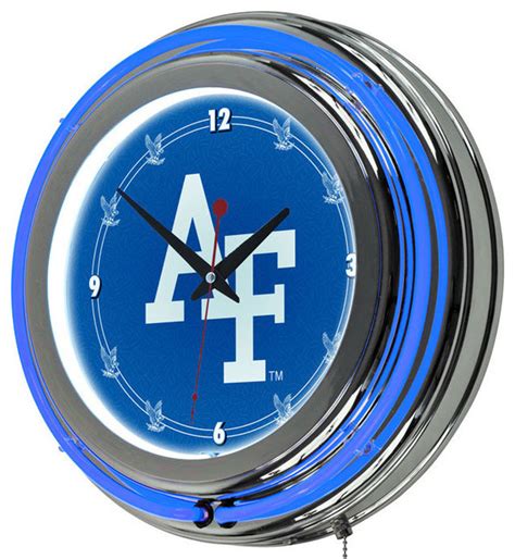 Air Force Falcons Chrome Double Ring Neon Clock Contemporary Wall
