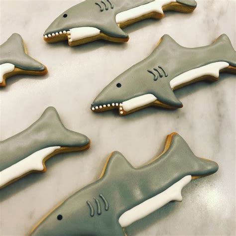 Shark Royal Icing Cookies Shark Cookies Fall Decorated Cookies