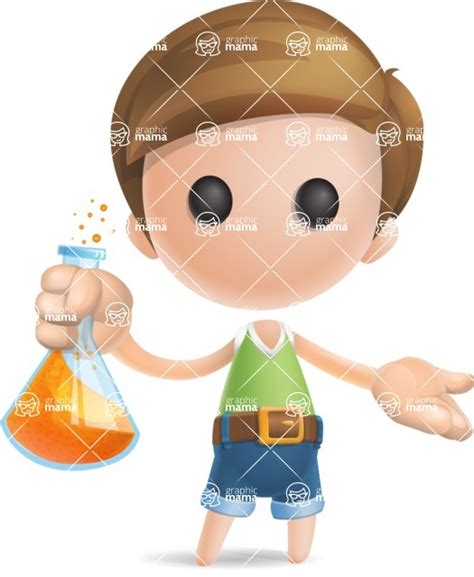 Simple Cute Boy Vector 3d Cartoon Character Flask Graphicmama