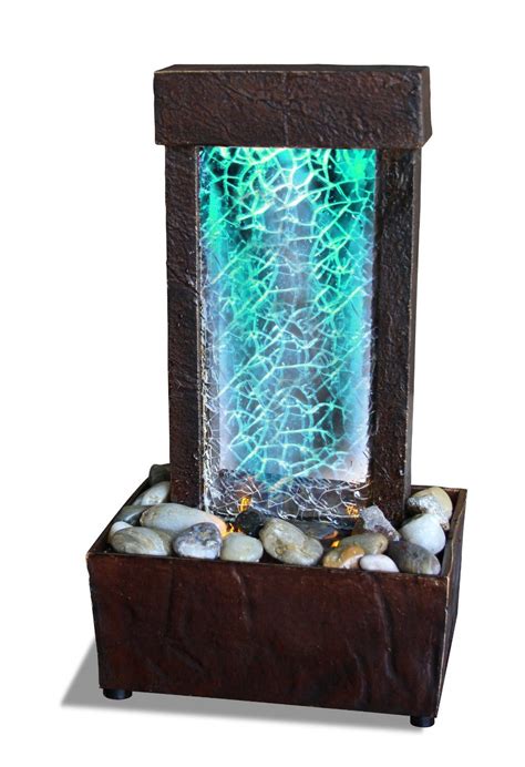 You can build this beautiful artesian fountain in just two days. Cracked Glass Light Show LED Indoor Fountain - Tabletop Fountains | Water fountain for home ...
