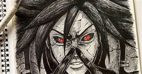 Madara Uchiha Fanart Done In Ink Madara Uchiha Boruto Episodes Fan Art