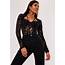 Black Lace Panelled Long Sleeve Bodysuit  Missguided Australia