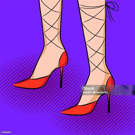 Female Legs In Red High Heels Woman Legs In Shoes Retro Pop Art Vector
