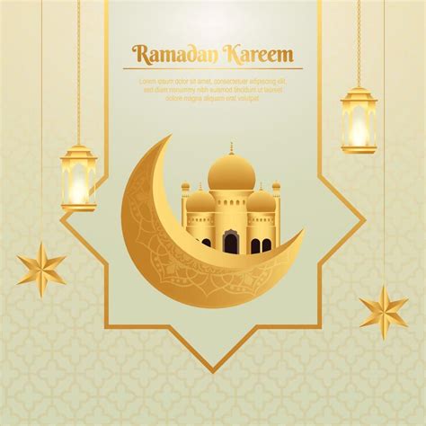 Elegant Ramadan Kareem Decorative Festival Greeting Card With 3d Moon