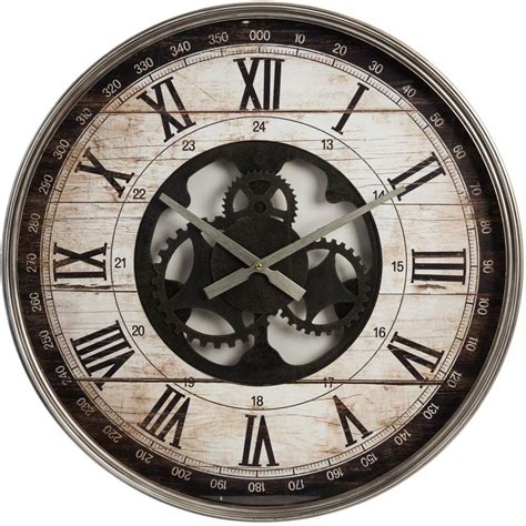 Vintage Metal Wall Clock Open Movement Style 60cm