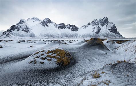 Wallpaper Snow Iceland Vestrahorn Images For Desktop Section природа