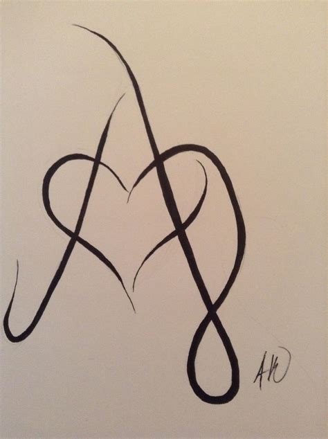 Letter A Combined With A Heart Drawing By Allie Kinney Tattoo