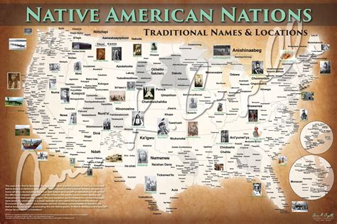 United States Native American Nations Map Native Names Only