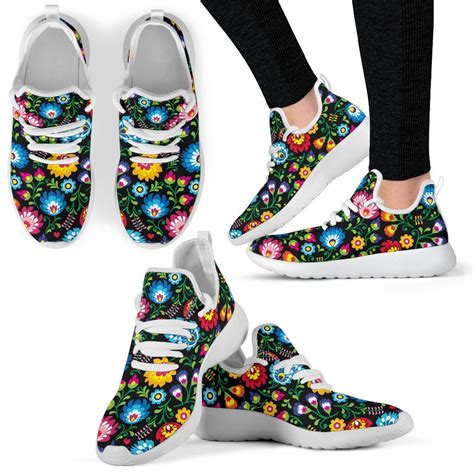 Floral Day Mesh Knit Sneakers Your Amazing Design
