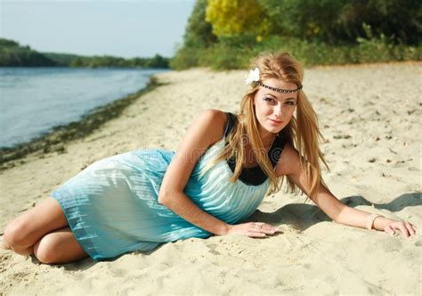 Beautiful Girl Posing On The Sand Beach Stock Images Image 26963454