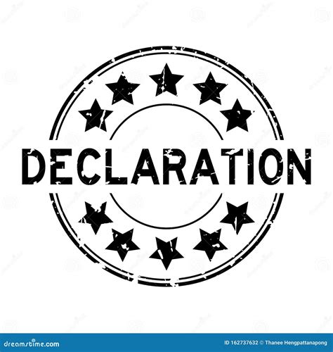 Grunge Black Declaration Word Round Rubber Stamp On White Background