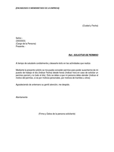 Carta De Permiso De Trabajo Mide