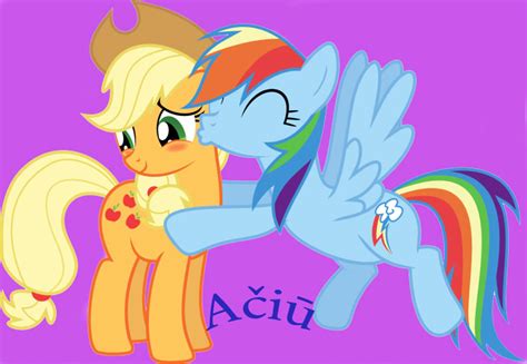 Rainbow Dash Kiss Applejack By Poni45 On Deviantart
