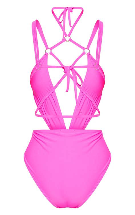 Pink Harness Swimsuit Swimwear Prettylittlething