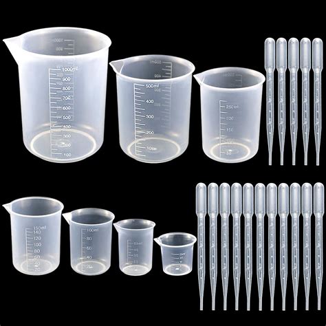 Twdrer 7 Sizes Plastic Beaker Set Clear Measuring Graduated Liquid