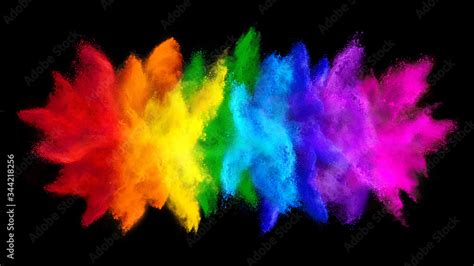 Colorful Rainbow Holi Paint Color Big Double Powder Explosion Isolated