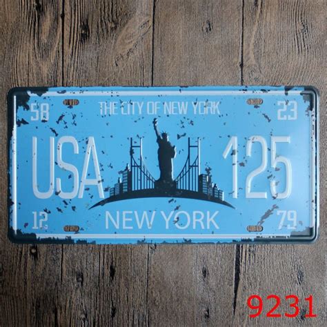 Usa 125 New York Tin Signs Metal License Plate Antique Metal Tin