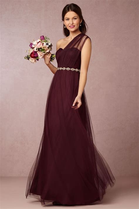 Top Quality 2017 Red Wine Crystal Belt Maid Of Honor Dresses For