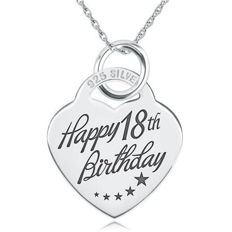 18th Birthday Heart Necklace Free Engraving And Delivery Sterling Silver