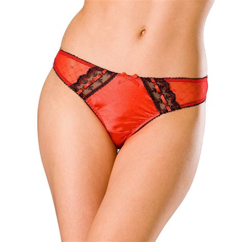 New Ladies Camille Satin Ribbon Red Womens Lingerie Lace Thong Sizes 10 18 Uk