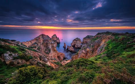 Free beaches wallpaper and other nature desktop backgrounds. Wallpaper Lagos, Portugal, Algarve, sea, coast, rocks 1920x1200 HD Picture, Image