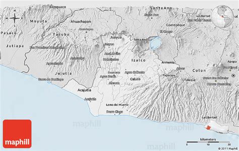 Silver Style 3d Map Of Sonsonate