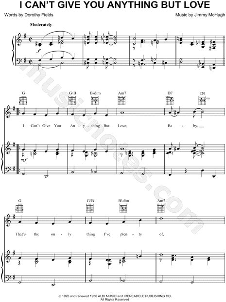 Billie Holiday I Cant Give You Anything But Love Sheet Music In G