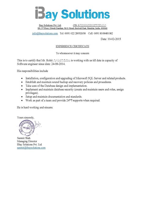 Experience Certificate For Accountant 01 Best Letter Template Inside