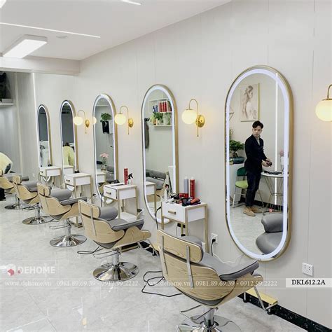 Gương Salon Hình Bầu Dục Mạ Pvd Vàng Có Led Dkl6122a