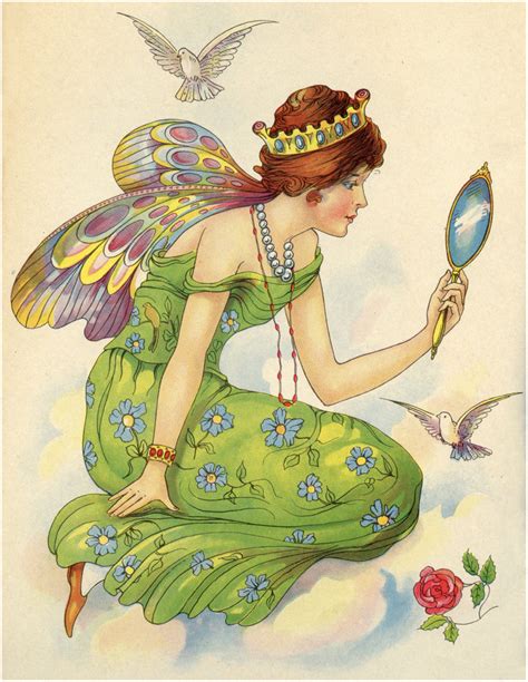 Exquisite Vintage Colorful Fairy With Rainbow Wings Image The