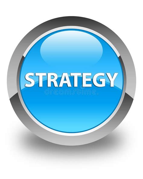 Strategy Glossy Cyan Blue Round Button Stock Illustration