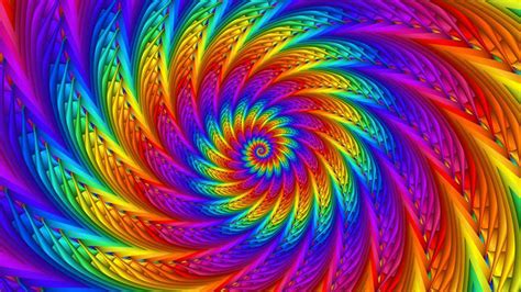 Spiral Colorful Rainbow Lines Shapes Pattern Trippy Hd Desktop