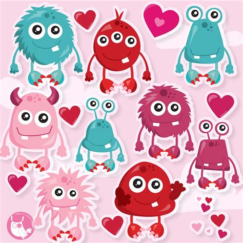 Valentine Monsters Clipart