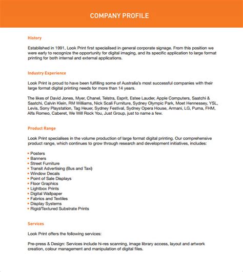 8 Company Profile Sample Free Examples And Format Sample Templates